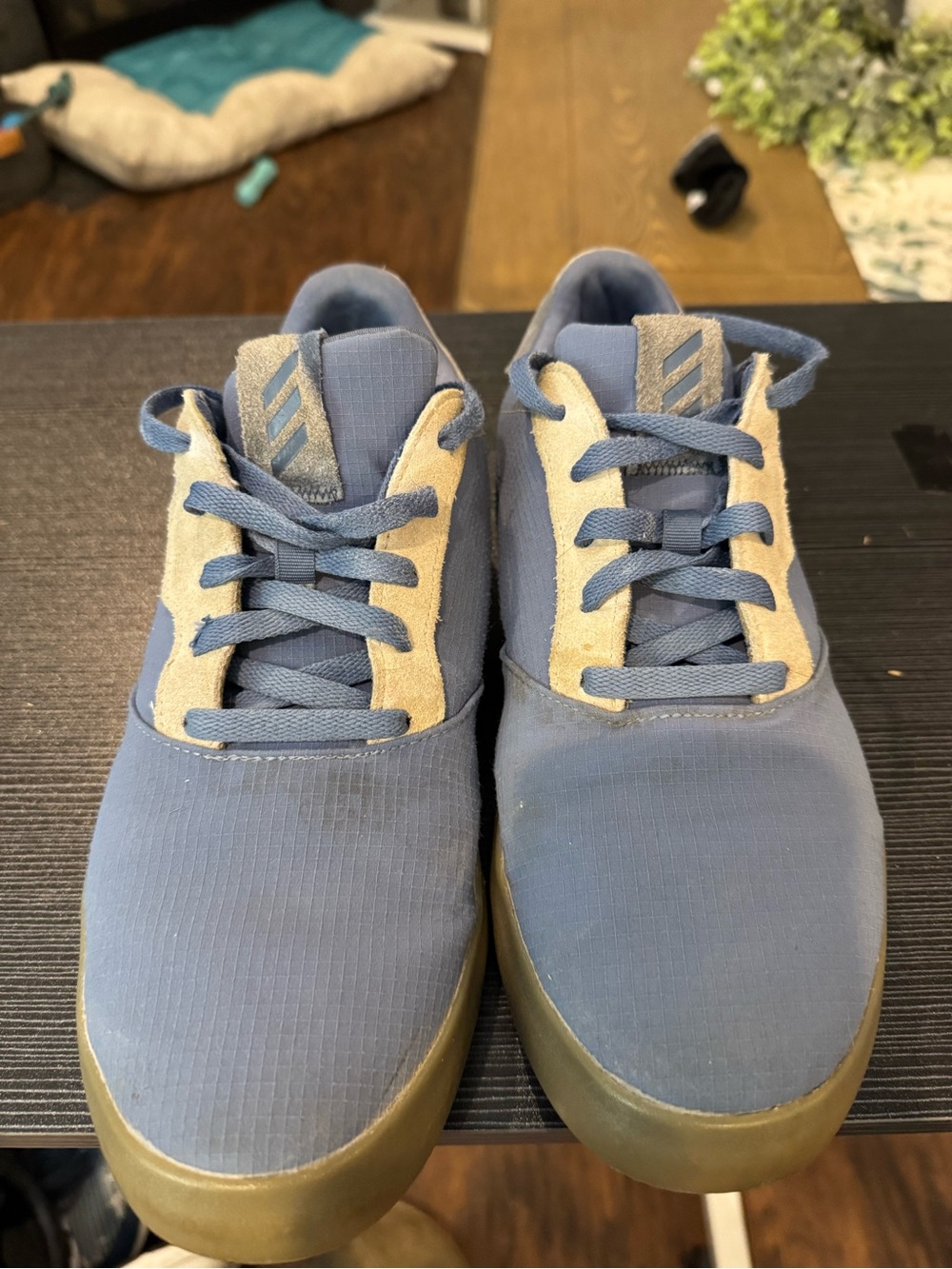 adidas Men's Light Blue Athletic Golf Shoes with Tan Accents
